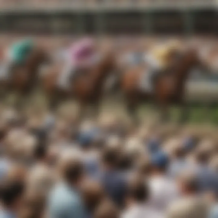 Spectacular view of the Belmont Stakes racetrack filled with enthusiastic fans