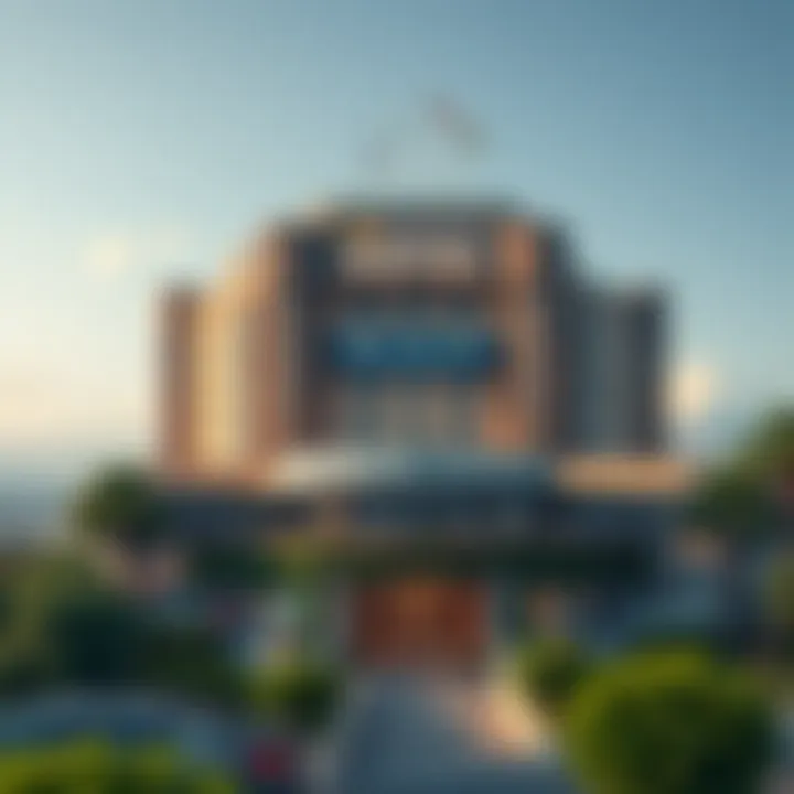 Panoramic view of the DraftKings Hotel exterior