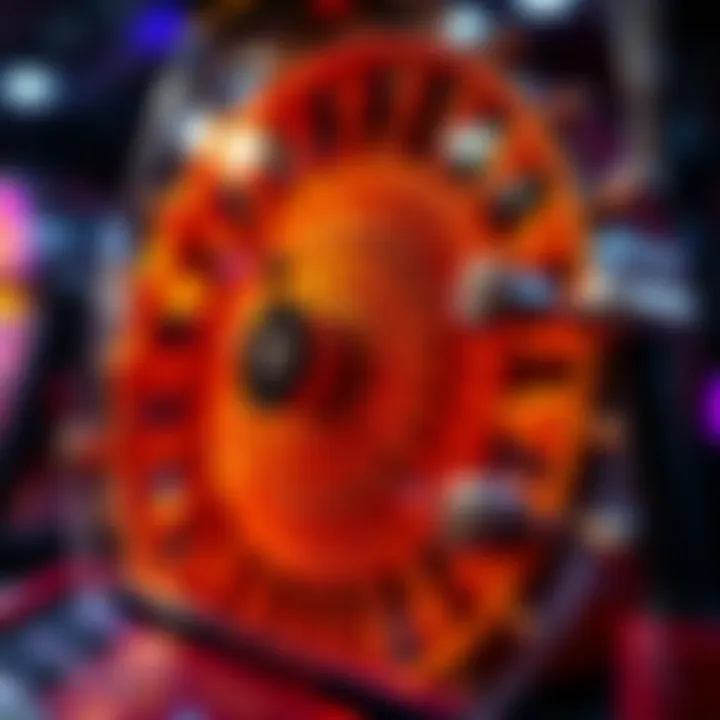 Close-up of the Burning Wheel slot machine's intricate design