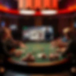 Virtual poker table showcasing Texas Holdem gameplay