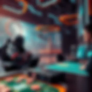 An abstract representation of the future of online gambling, with futuristic elements and technology.