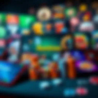 An array of different online gambling bonuses displayed on various digital devices.