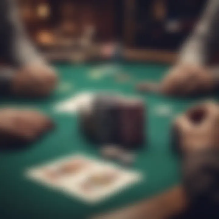 Poker table with cards and chips