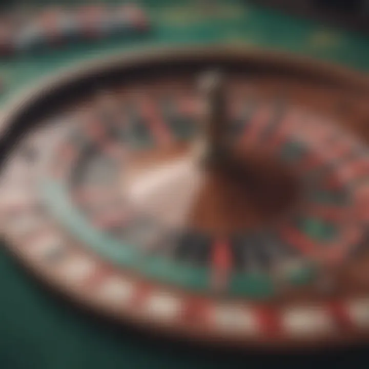 Close-up of roulette chips and betting table