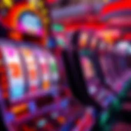 A vibrant slot machine showcasing various symbols and colors.