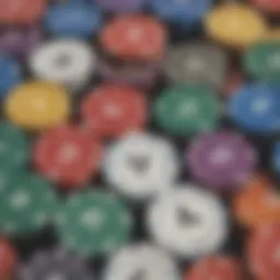 Colorful array of poker chips showcasing various denominations