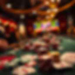 A vibrant poker table filled with chips and cards
