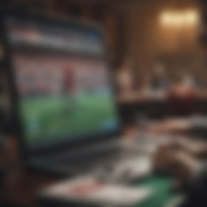 Bettor analyzing statistics for virtual football betting