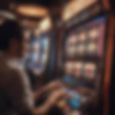 Innovation in Player Interaction A detailed view of a player engaging with a high-tech slot machine interface.