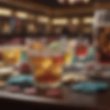 Assorted snacks and drinks for a casino party