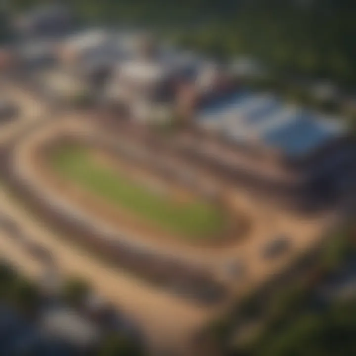 An aerial view of the Oaklawn racetrack during a live event