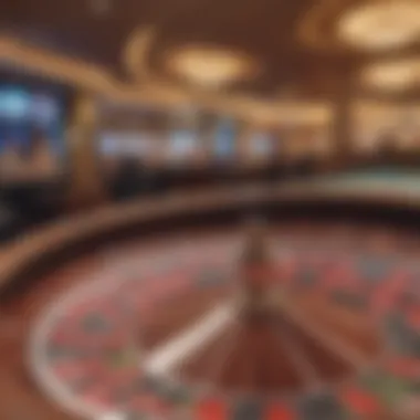 Close-up of a roulette wheel spinning in the cruise casino, showcasing the thrill of the game.