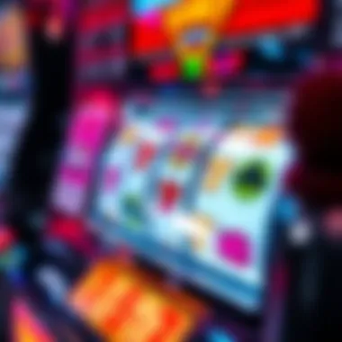 Penny Slot Machine Features Close-up of a penny slot machine with colorful graphics