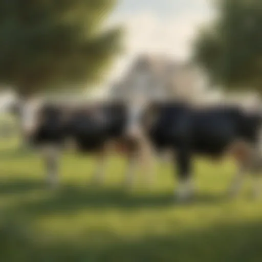 A picturesque view of Holstein cattle in a serene pasture