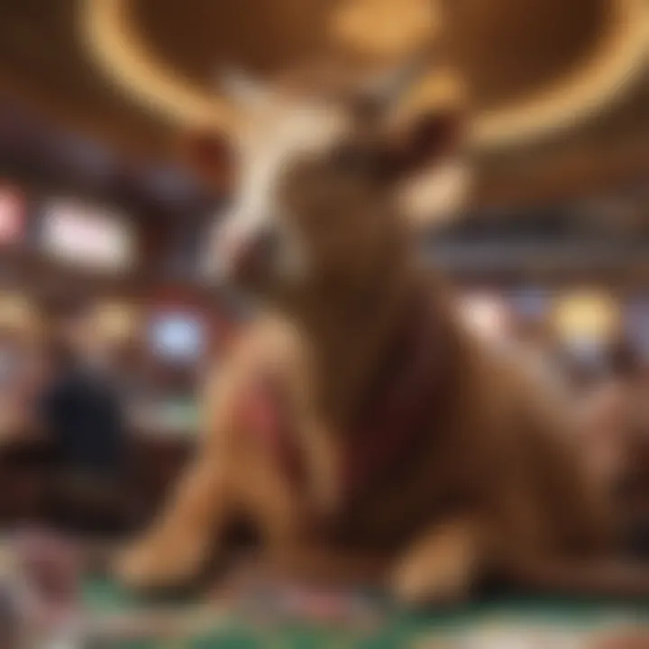 A vibrant depiction of a Las Vegas casino with animal-themed betting signage