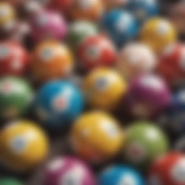 Group of lottery balls with varying colors